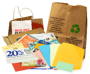 various recyclable newspapers, magazines and phone books