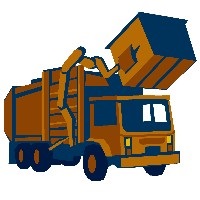 orange front load dumpster truck drawing
