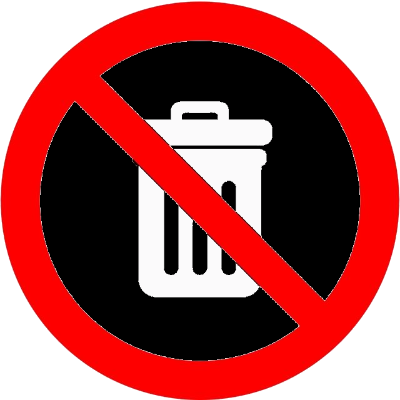 don't put in your trash red circle with slash