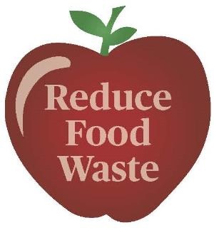 red apple graphic with Reduce Food Waste written on it