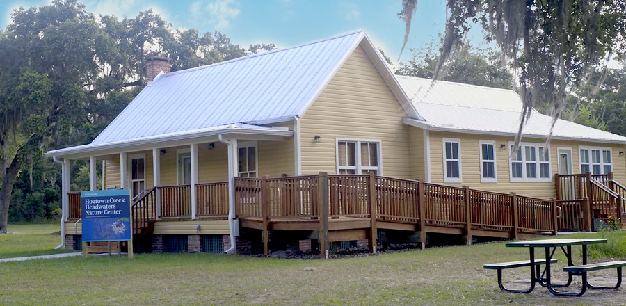 Hogtown Creek Headwater Nature Center exterior with accessible ramp