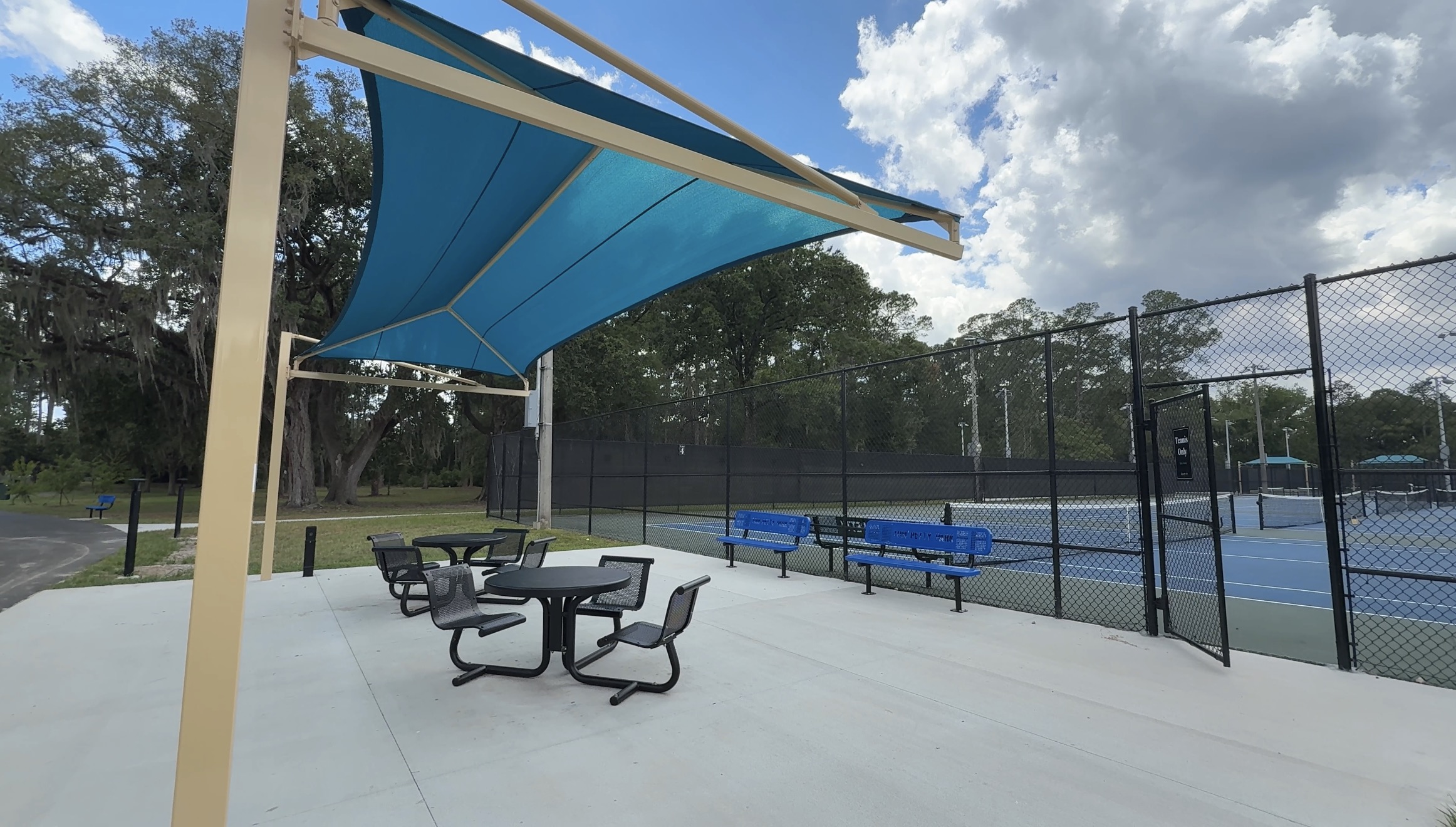 Tennis courts and seating