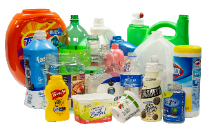 various recyclable plastic bottles