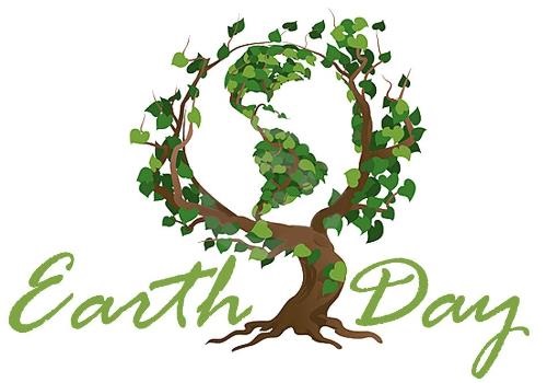 Earth Day tree with leaves and branches making an Earth