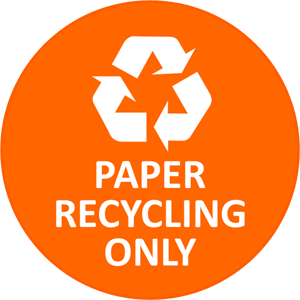 Orange recycle decal - Paper Recycling Only