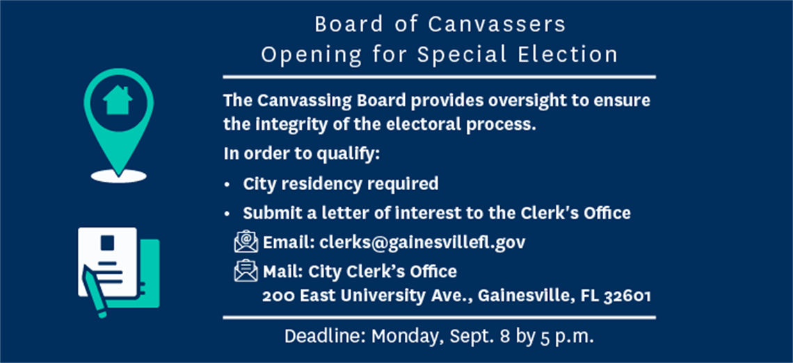 Board of Canvassers opening for 2025 special election due Monday, Sept. 8