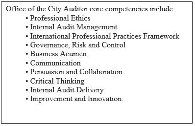 City Auditor competencies