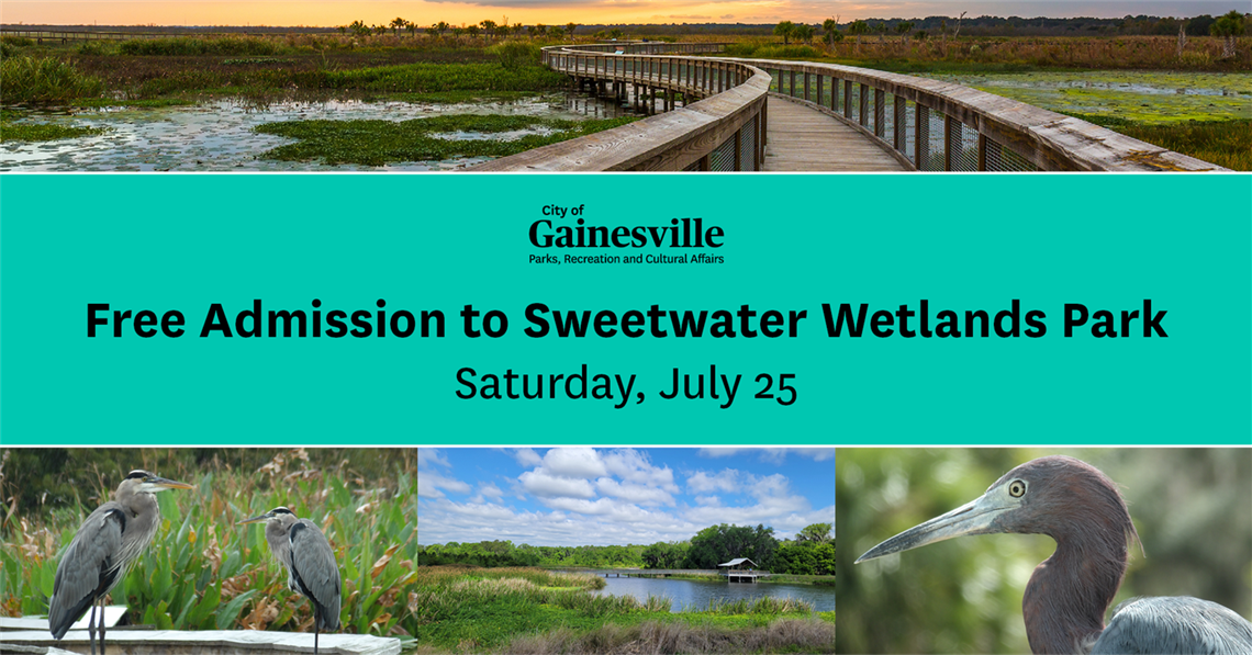 Free Admission to Sweetwater Wetlands Park Saturday, July 25